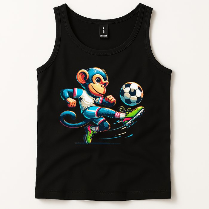 Funny Monkey Design Monkey Playing Soccer Tank Top