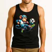 Funny Monkey Design Monkey Playing Soccer Tank Top