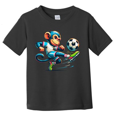 Funny Monkey Design Monkey Playing Soccer Toddler T-Shirt