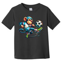 Funny Monkey Design Monkey Playing Soccer Toddler T-Shirt