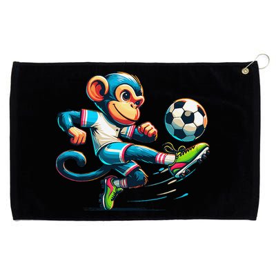 Funny Monkey Design Monkey Playing Soccer Grommeted Golf Towel