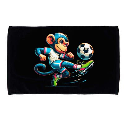Funny Monkey Design Monkey Playing Soccer Microfiber Hand Towel
