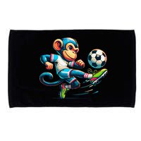 Funny Monkey Design Monkey Playing Soccer Microfiber Hand Towel