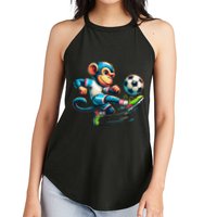 Funny Monkey Design Monkey Playing Soccer Women's Perfect Tri Rocker Tank