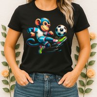 Funny Monkey Design Monkey Playing Soccer Womens T-Shirt