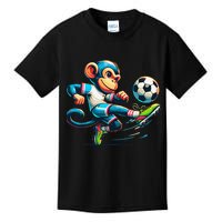 Funny Monkey Design Monkey Playing Soccer Kids T-Shirt