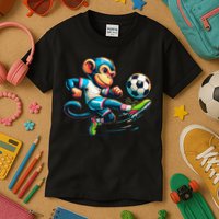Funny Monkey Design Monkey Playing Soccer Kids T-Shirt