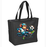 Funny Monkey Design Monkey Playing Soccer Zip Tote Bag
