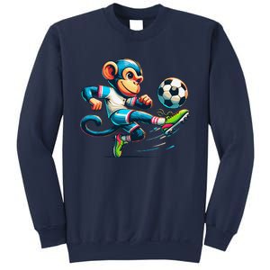 Funny Monkey Design Monkey Playing Soccer Sweatshirt