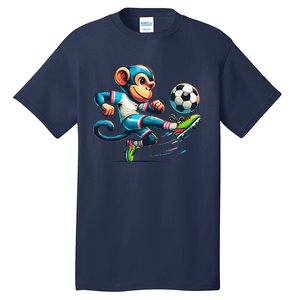 Funny Monkey Design Monkey Playing Soccer Tall T-Shirt