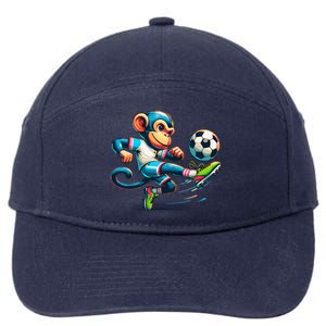 Funny Monkey Design Monkey Playing Soccer 7-Panel Snapback Hat