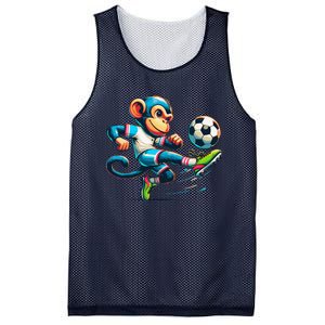 Funny Monkey Design Monkey Playing Soccer Mesh Reversible Basketball Jersey Tank