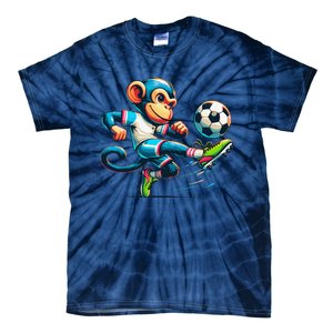 Funny Monkey Design Monkey Playing Soccer Tie-Dye T-Shirt