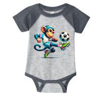 Funny Monkey Design Monkey Playing Soccer Infant Baby Jersey Bodysuit