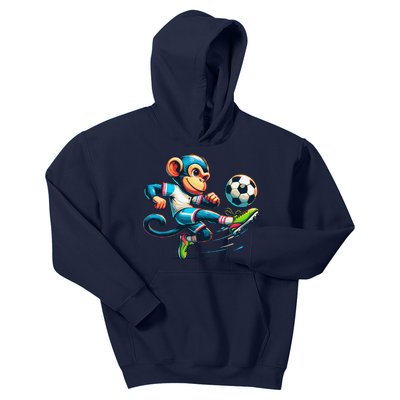 Funny Monkey Design Monkey Playing Soccer Kids Hoodie