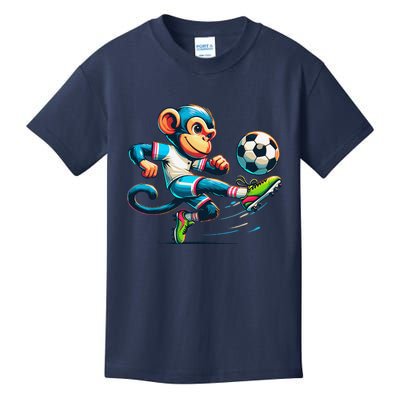 Funny Monkey Design Monkey Playing Soccer Kids T-Shirt