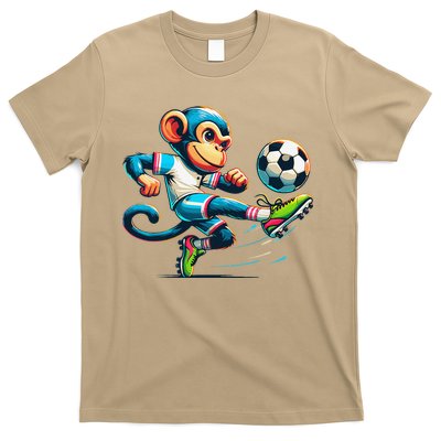 Funny Monkey Design Monkey Playing Soccer T-Shirt
