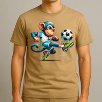 Funny Monkey Design Monkey Playing Soccer T-Shirt