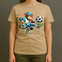 Funny Monkey Design Monkey Playing Soccer T-Shirt
