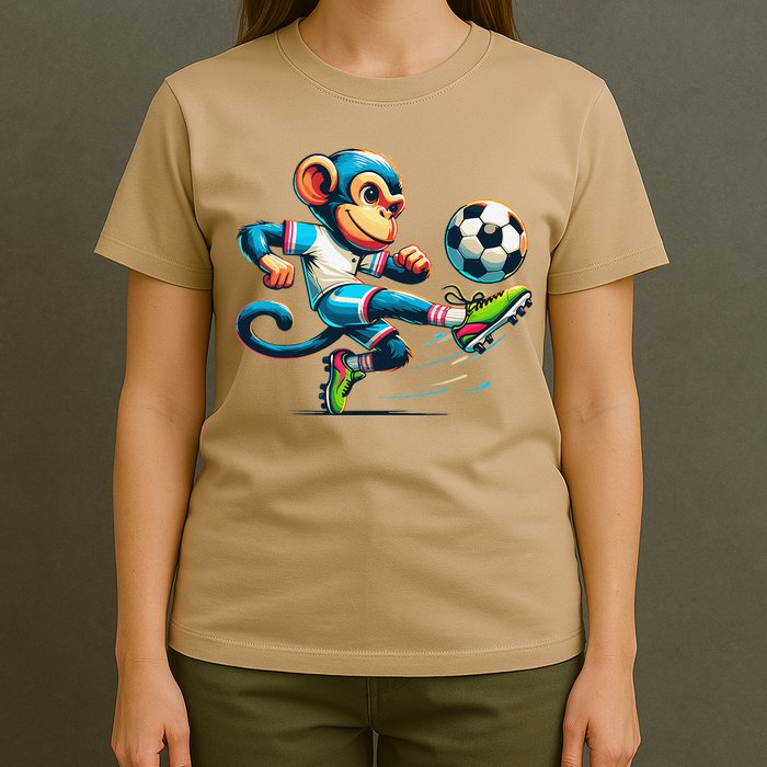Funny Monkey Design Monkey Playing Soccer T-Shirt
