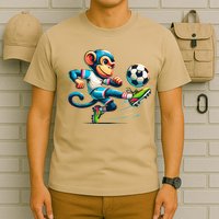 Funny Monkey Design Monkey Playing Soccer T-Shirt