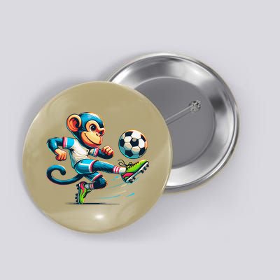 Funny Monkey Design Monkey Playing Soccer Button