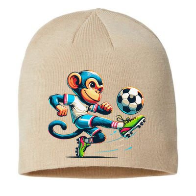 Funny Monkey Design Monkey Playing Soccer Sustainable Beanie