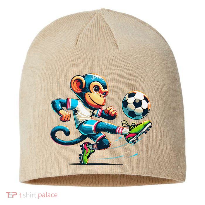Funny Monkey Design Monkey Playing Soccer Sustainable Beanie