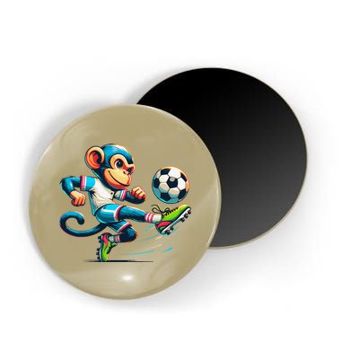 Funny Monkey Design Monkey Playing Soccer Magnet
