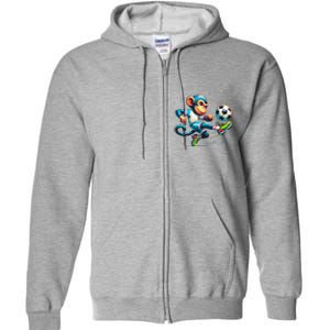 Funny Monkey Design Monkey Playing Soccer Full Zip Hoodie