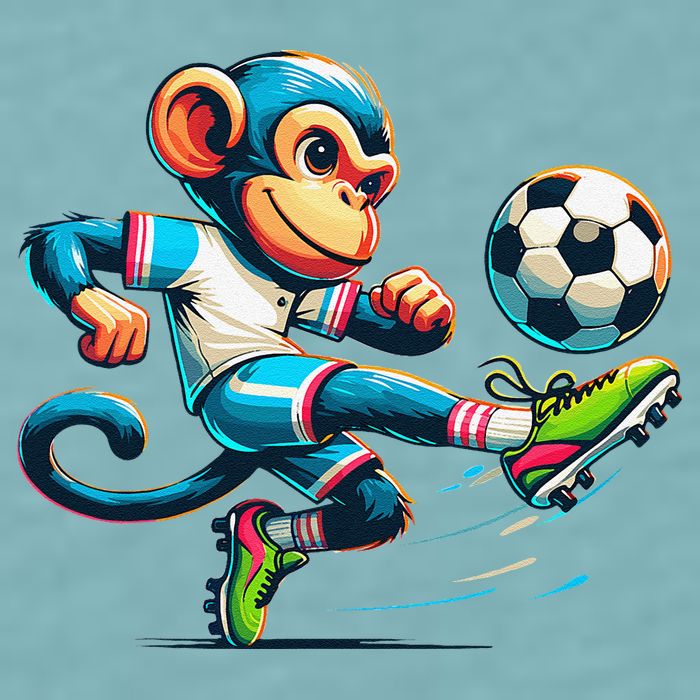 Funny Monkey Design Monkey Playing Soccer Sueded Cloud Jersey T-Shirt