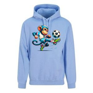 Funny Monkey Design Monkey Playing Soccer Unisex Surf Hoodie