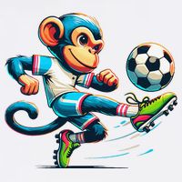 Funny Monkey Design Monkey Playing Soccer Garment-Dyed Sweatshirt