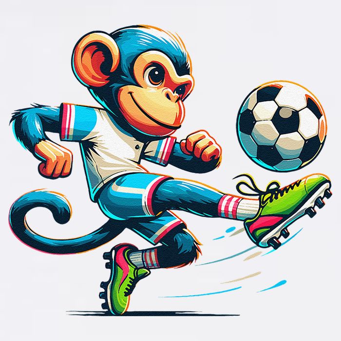 Funny Monkey Design Monkey Playing Soccer Garment-Dyed Sweatshirt