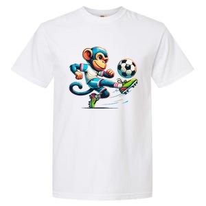 Funny Monkey Design Monkey Playing Soccer Garment-Dyed Heavyweight T-Shirt