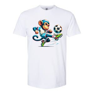 Funny Monkey Design Monkey Playing Soccer Softstyle CVC T-Shirt