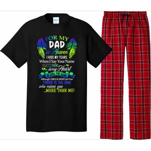 For My Dad In Heaven I Hide My Tears Who Miss You Meaningful Gift Pajama Set