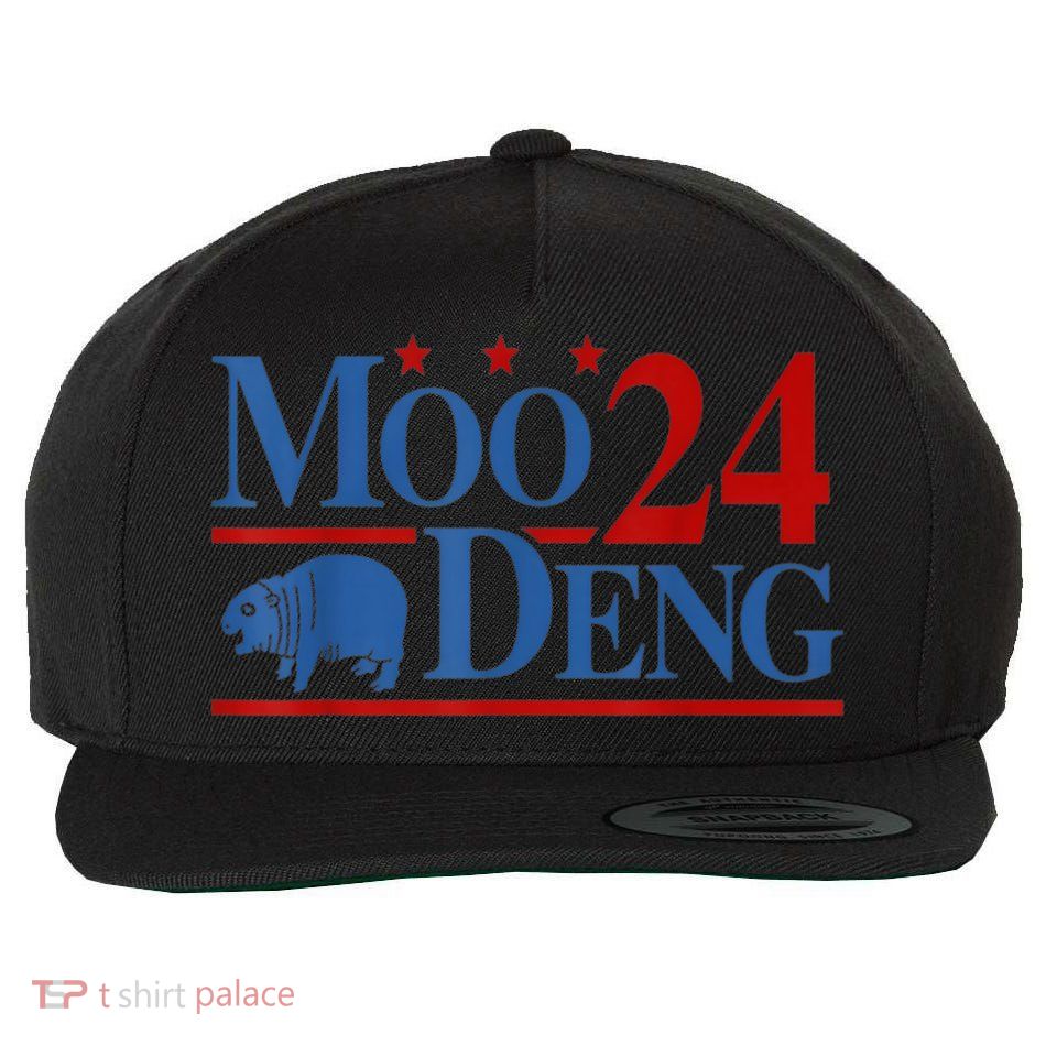 Funny Moo Deng 2024 Cute Baby Hippo Moo Deng Gift Wool Snapback Cap
