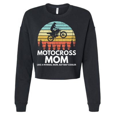 Funny Motocross Dirt Bike Mom Retro 70s Motocross Braaap Cropped Pullover Crew
