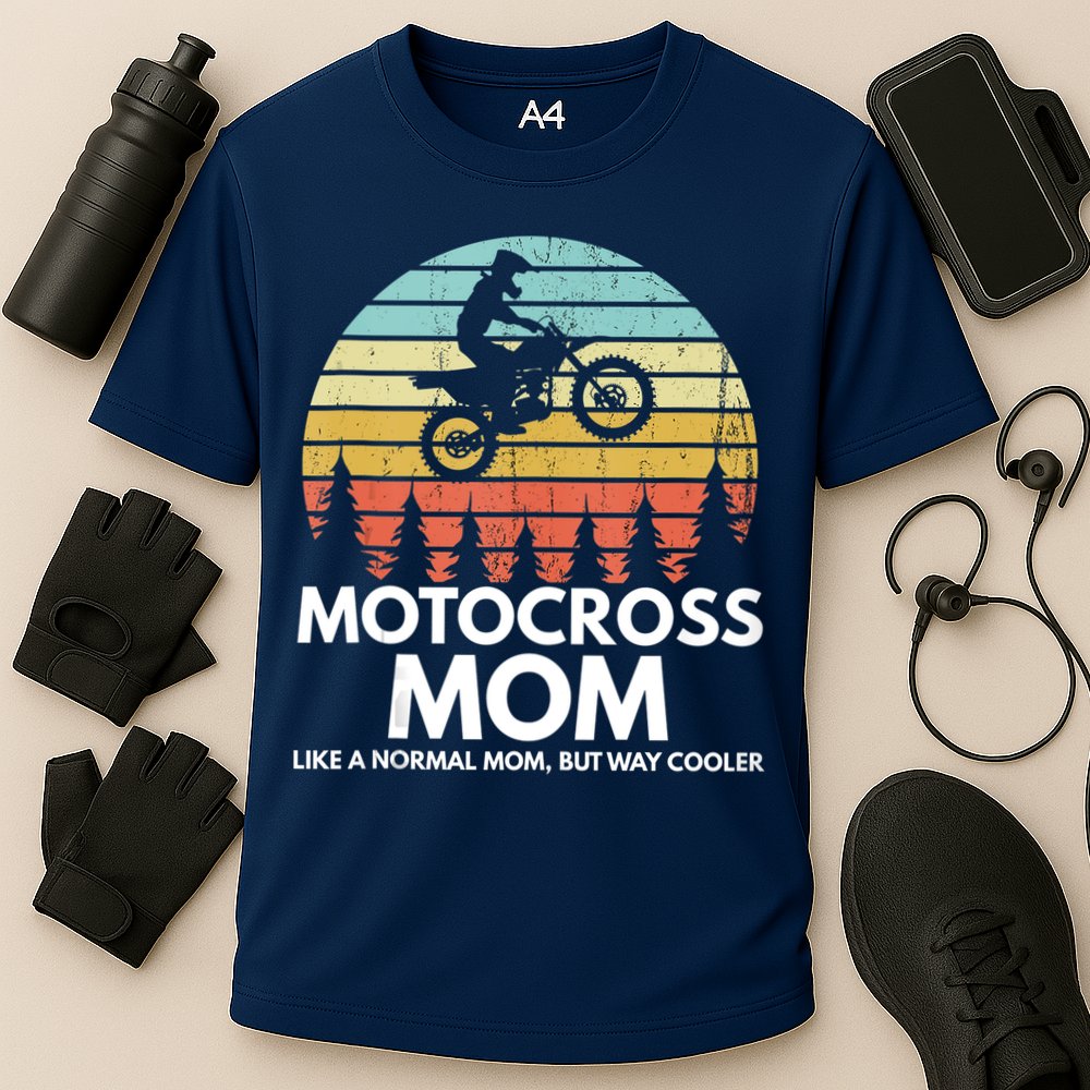 Funny Motocross Dirt Bike Mom Retro 70s Motocross Braaap Cooling Performance Crew T-Shirt