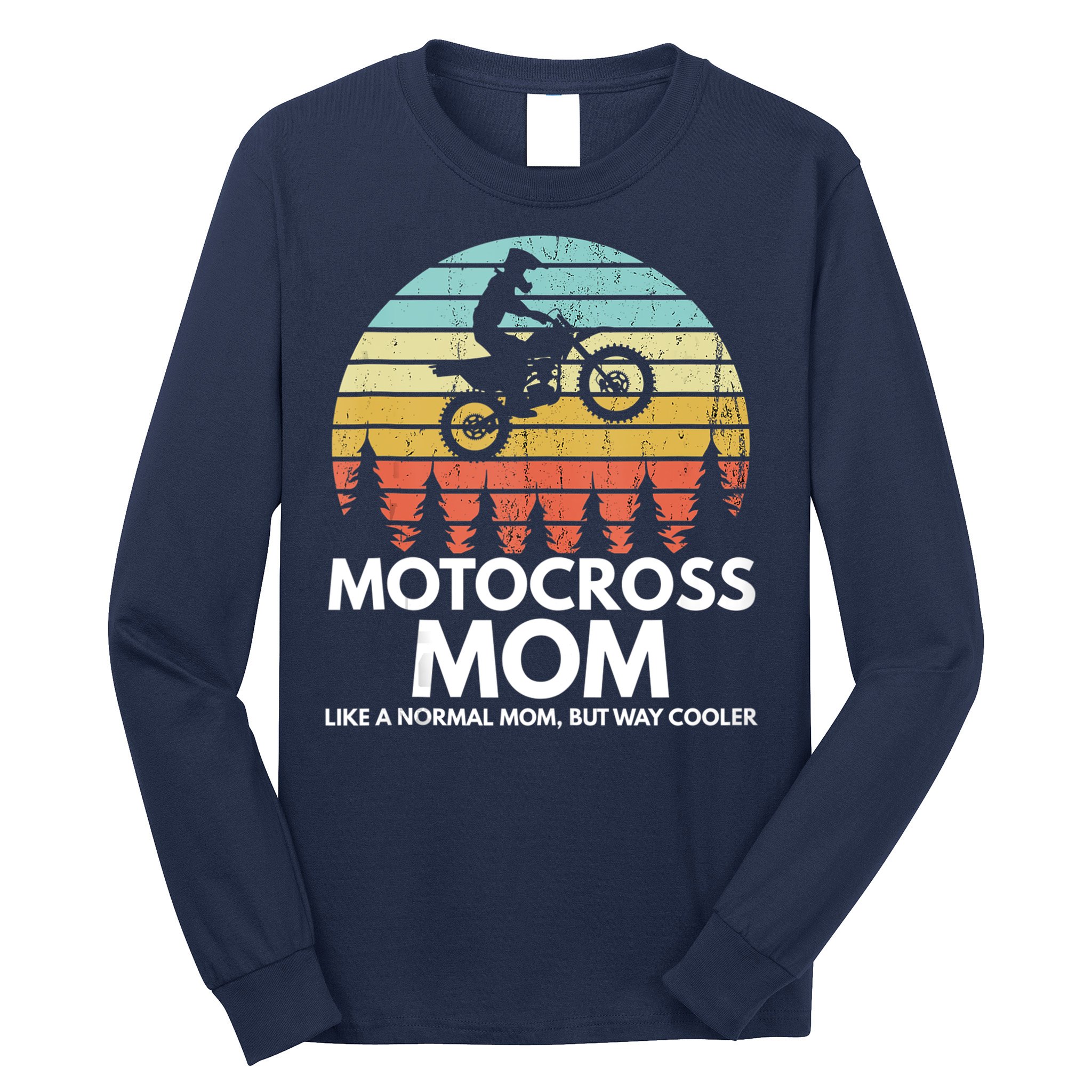 Funny Motocross Dirt Bike Mom Retro 70s Motocross Braaap Long Sleeve Shirt