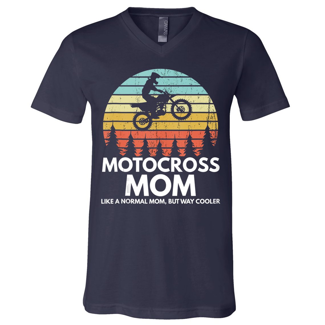 Funny Motocross Dirt Bike Mom Retro 70s Motocross Braaap V-Neck T-Shirt