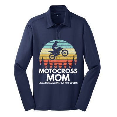 Funny Motocross Dirt Bike Mom Retro 70s Motocross Braaap Silk Touch Performance Long Sleeve Polo