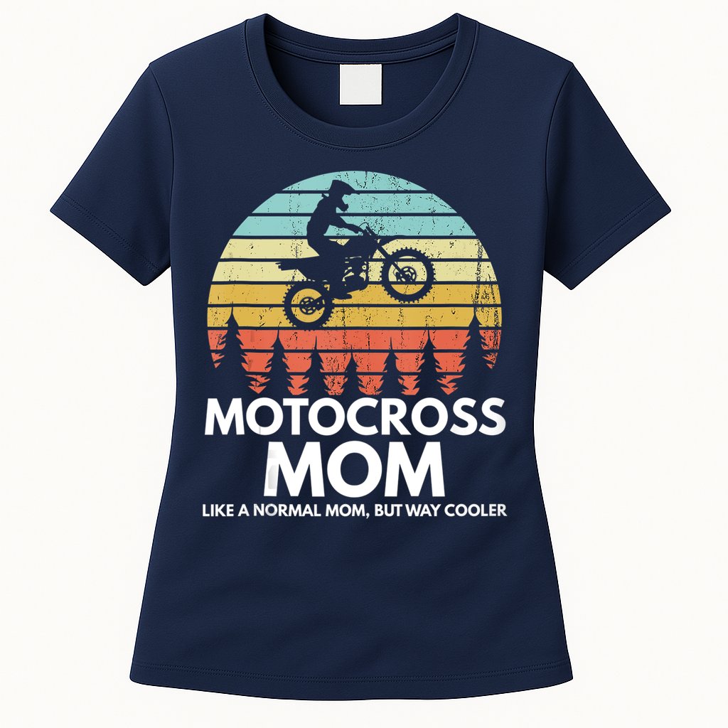 Funny Motocross Dirt Bike Mom Retro 70s Motocross Braaap Womens T-Shirt