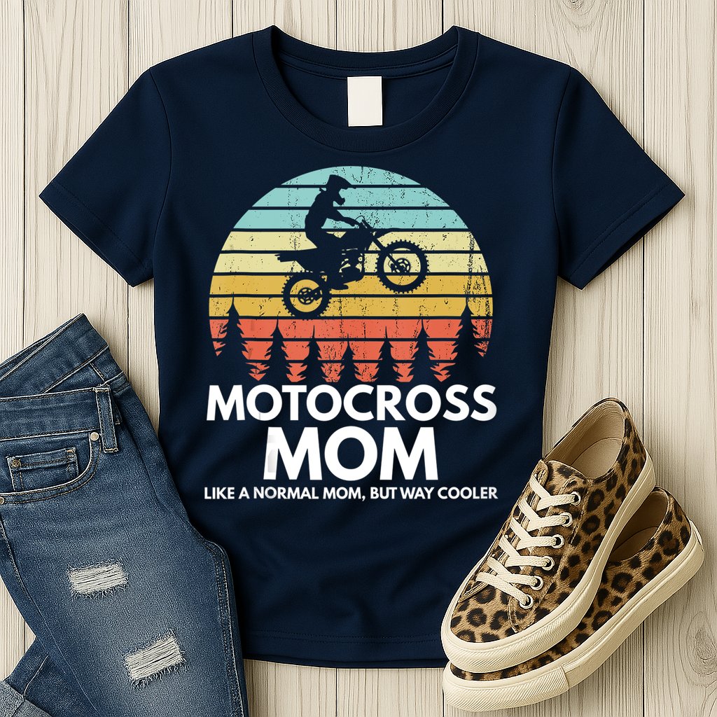 Funny Motocross Dirt Bike Mom Retro 70s Motocross Braaap Womens T-Shirt
