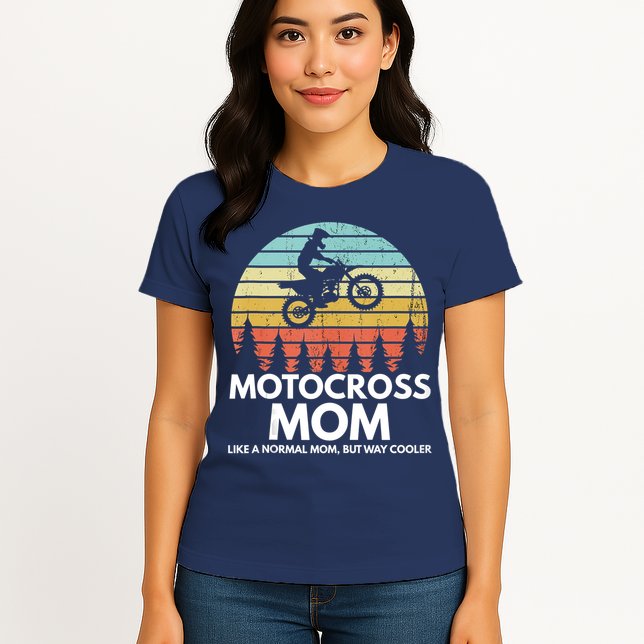 Funny Motocross Dirt Bike Mom Retro 70s Motocross Braaap Womens T-Shirt