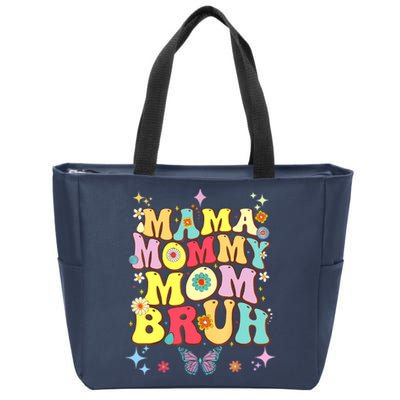 Funny Mother's Day , Mama Mommy Mom Bruh Mom Color Zip Tote Bag