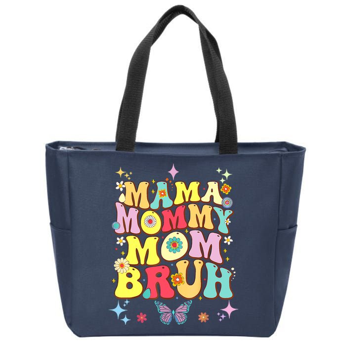 Funny Mother's Day , Mama Mommy Mom Bruh Mom Color Zip Tote Bag