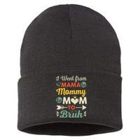 Funny Mothers Day design I Went from Mama for wife and mom Sustainable Knit Beanie