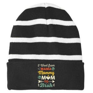 Funny Mothers Day design I Went from Mama for wife and mom Striped Beanie with Solid Band